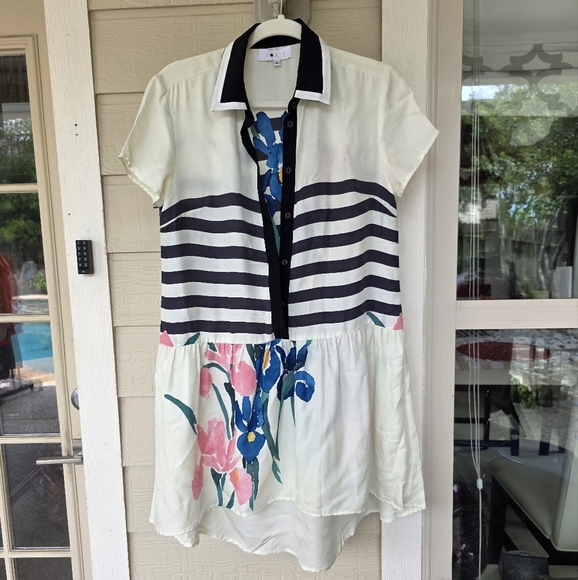 Cor Y Floral Striped Short Sleeve Dress 4 - Picture 10 of 11
